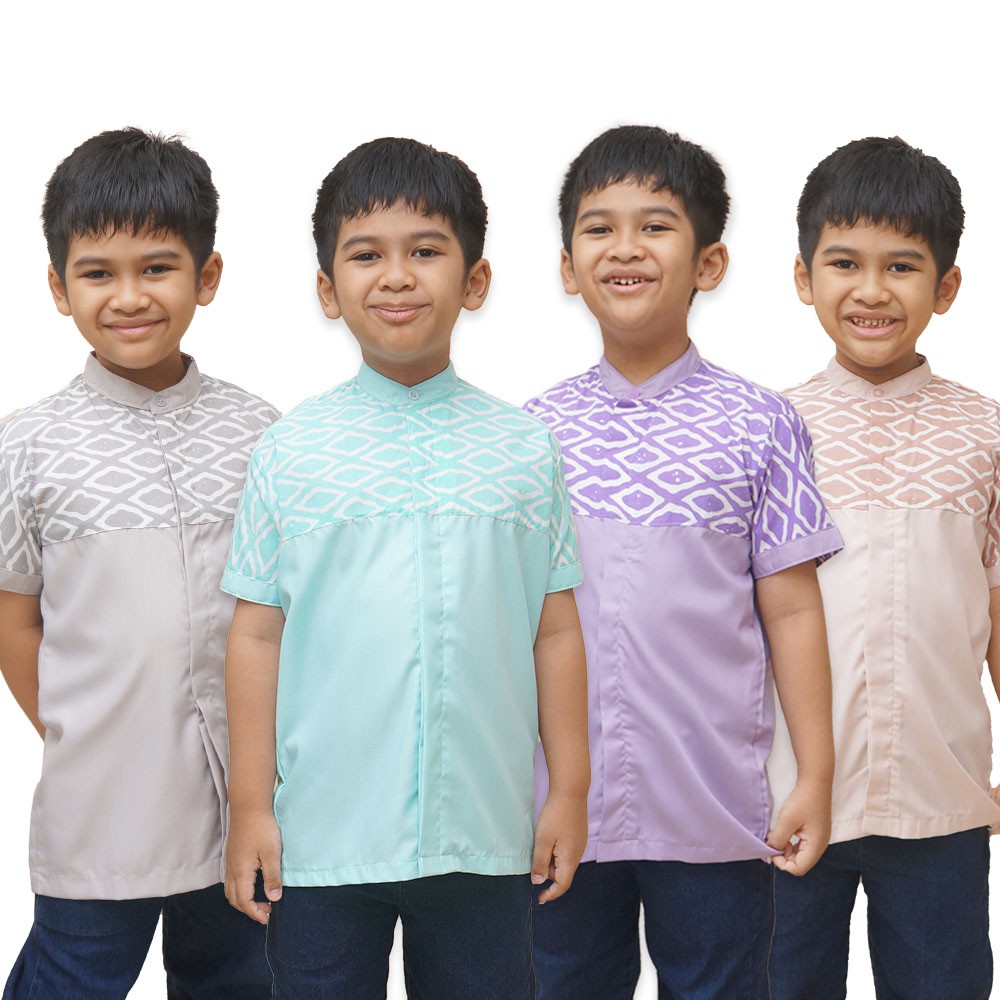 baju kemeja koko batik megamendung anak laki - laki / cowok 1- 12 tahun keneshkids