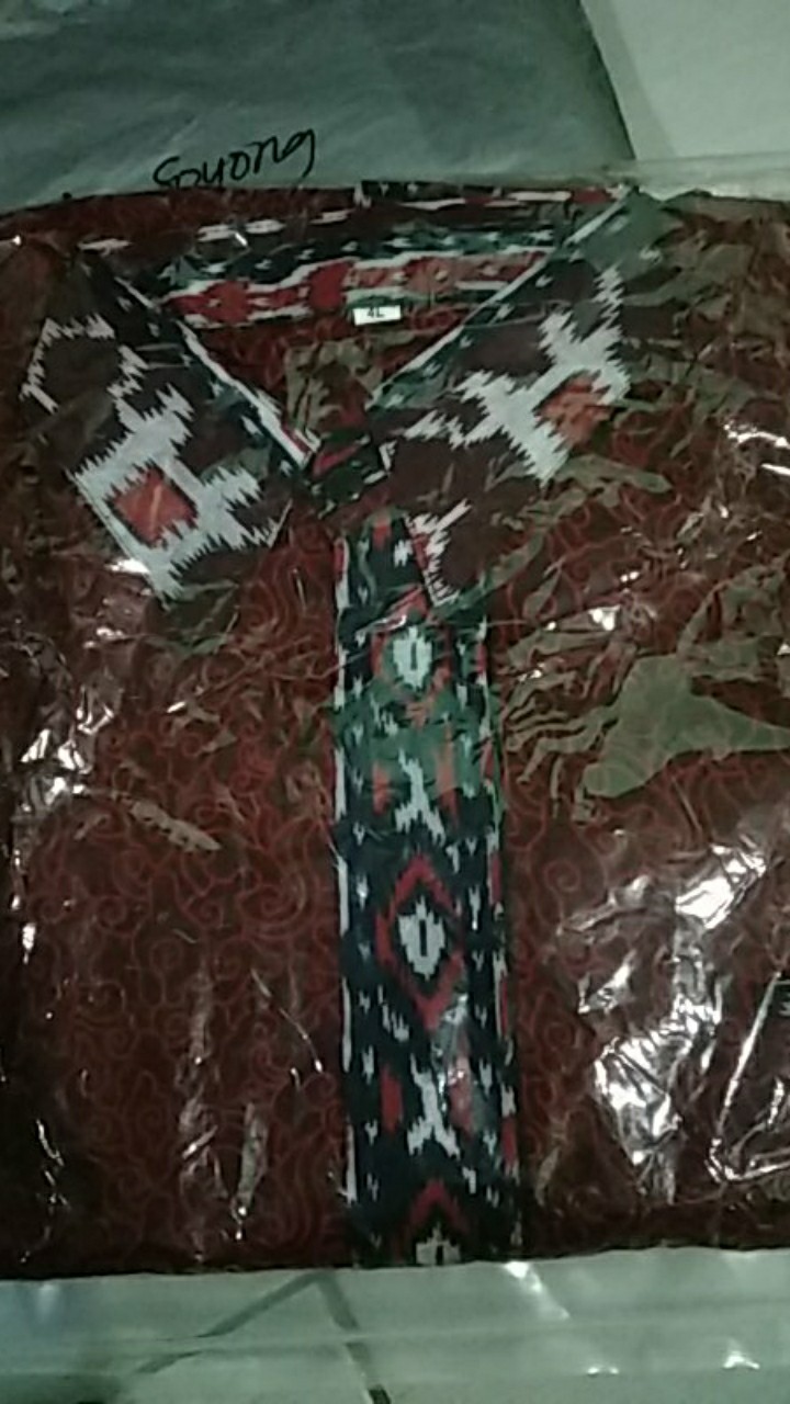 Kemeja Batik Merah Kerja Kantor Formal Modern Pesta Jumatan Cowok Jumbo M L Xl Xxl 3xl 4xl 5xl