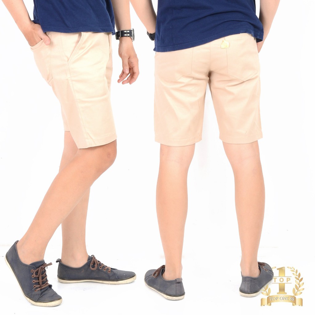 Topone88 Celana Pendek Pria Chino-Khaki