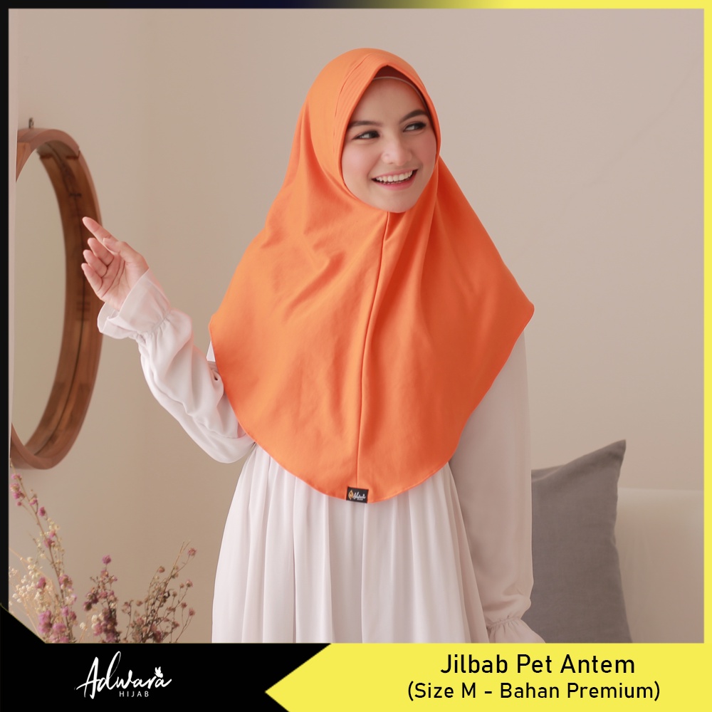 ADWARA HIJAB Jilbab Pet Antem Size M Premium / Jilbab Instan Jahit Tepi Rapi Bahan Tebal dan Adem