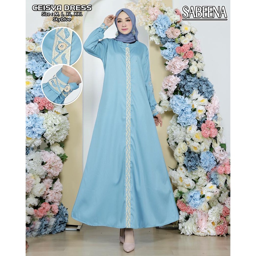 SABEENA - Gamis Toyobo Bordir Mutiara Dress Toyobo Prmium Ukuran M L XL XXL