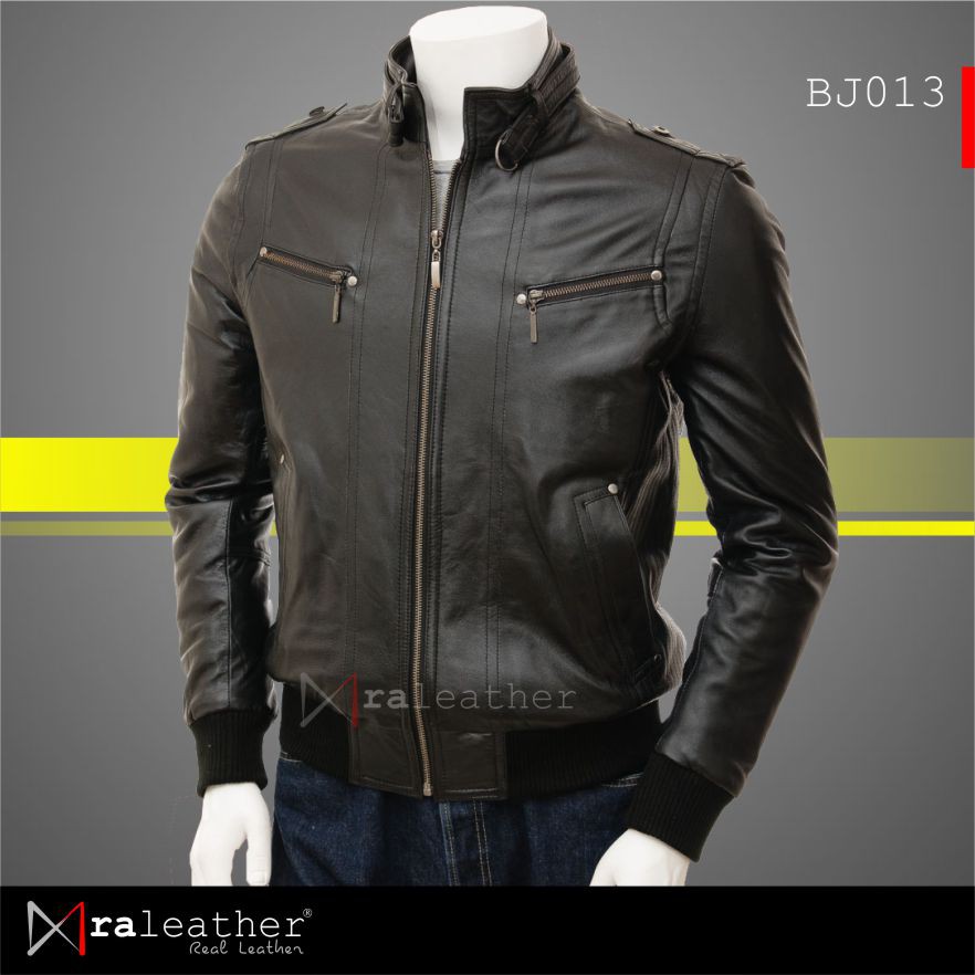 Jaket Kulit Bomber Pria RA Leather Original - BJ013