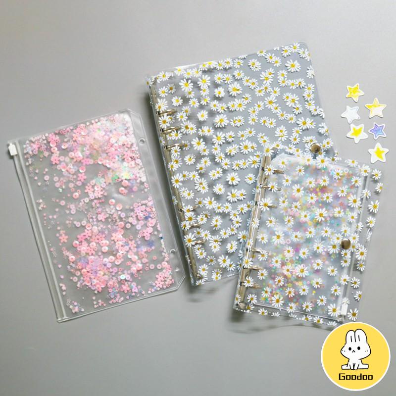 Buku Notebook / Catatan / Diary A6 Cover PVC Transparan Motif Bunga Daisy  -Doo