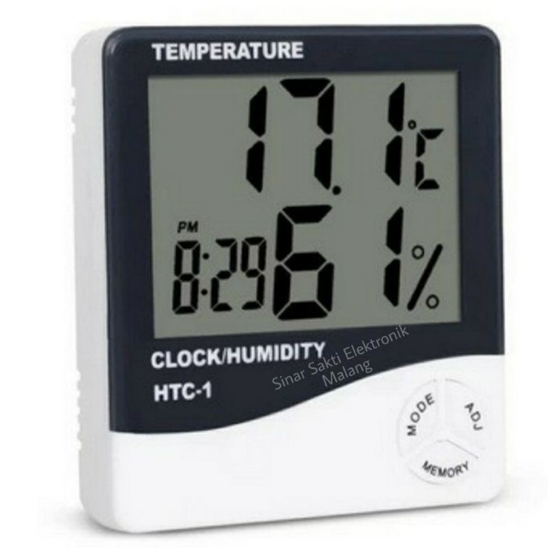 Hygrometer Termometer Ruangan Digital Jam Thermometer Led HTC 1 Indoor