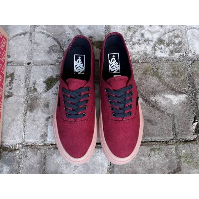 SEPATU VANS AUTHENTIC MAROON GUM SNEAKERS PREMIUM BNIB MADE IN CHINA WAFFLE IFC