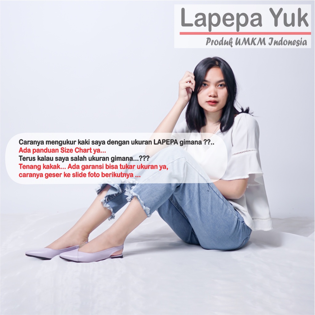 LAPEPA YUK - Sepatu Flat Shoes Wanita FREYA Untuk Kerja kantor Spatu Flatshoes Cewek Kuliahan Jalan Santai Casual Empuk Nyaman Slop Lancip Warna LILAC Kasual Ungu Strap Tali Selop Belakang Premium Original Kekinian Terbaru Shoes ORI Mall Official Store