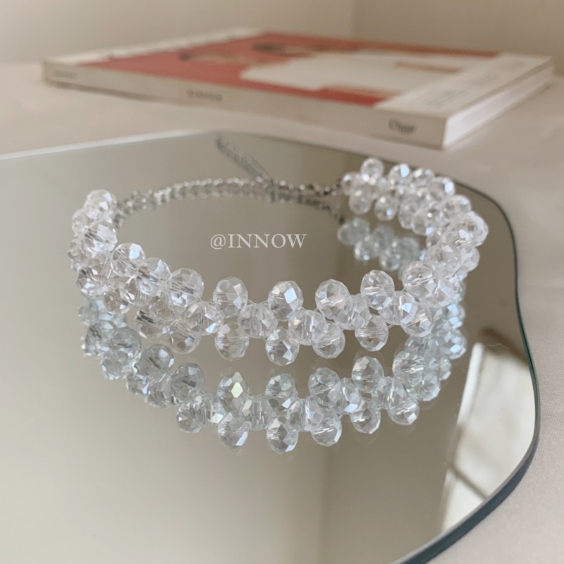 Kalung Pansy/ Crystal Necklace/ Choker/ Aksesoris/ Perhiasan/ Liontin/ Manik manik/ Bead Necklace/ Kalung Wanita/ Jewelry/ Korea Fashion/ Aesthetic/ Elegant/ Simple Necklace-1