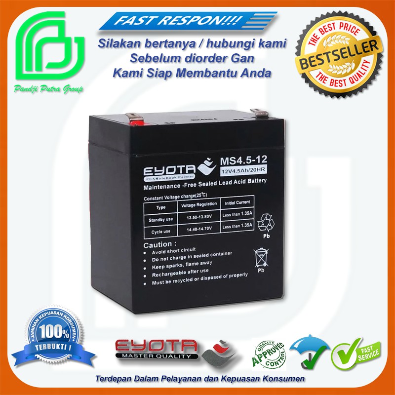 Baterai UPS EYOTA 12v 4.5ah Baterai UPS 4 5ah EYOTA