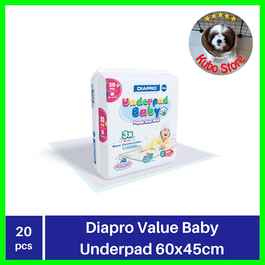 Underpad Baby Diapro 45x60 Alas Pipis Bayi Anjing Kucing Kelinci 20pcs