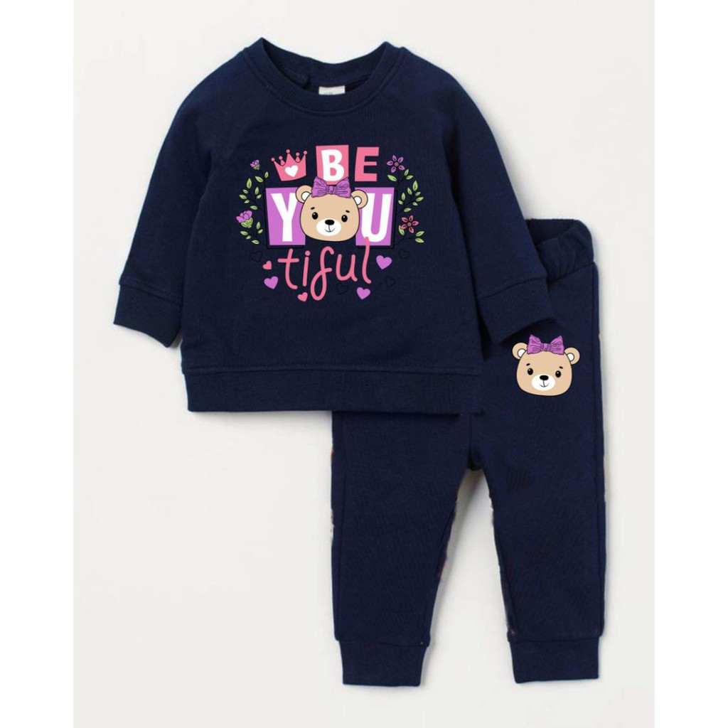 TokoMilkan - Setelan Anak Perempuan BEYOUTIFUL Umur 1-6 Tahun Bahan Fleece / Baby Tery