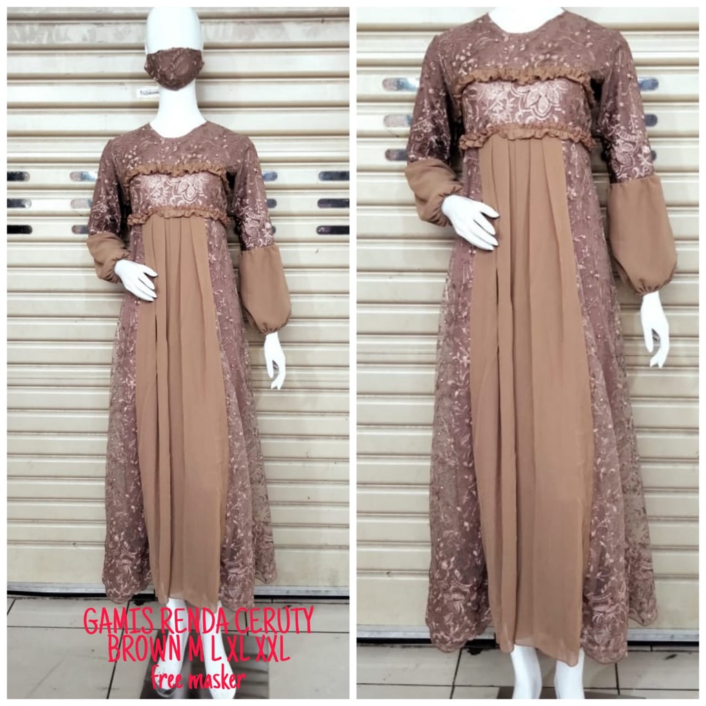 Gamis Renda Ceruty / Gamis Modern / Kebaya Pesta / Kebaya Brukat / Gamis Pesta Mewah /Kebaya Modern