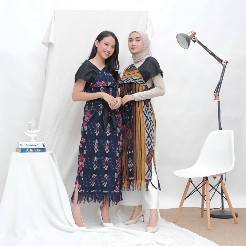 DRESS AURORA TENUN IKAT ASLI SONGKET DRESS ETNIK DRESS KONDANGAN DRESS  SONGKET  DRESS