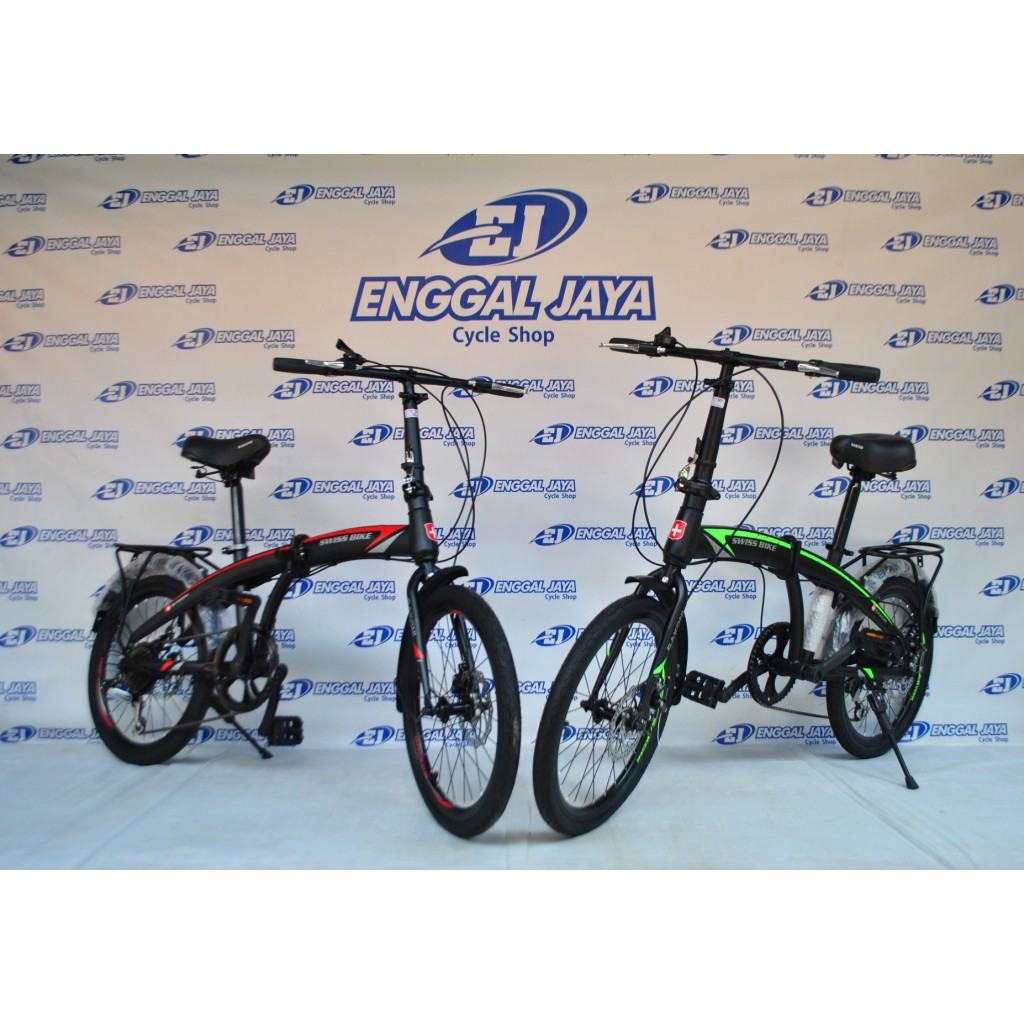 Sepeda Lipat Sakoni Swiss Bike Disc Brake Cakram Shimano 7 Speed 20 Inch Double Wall