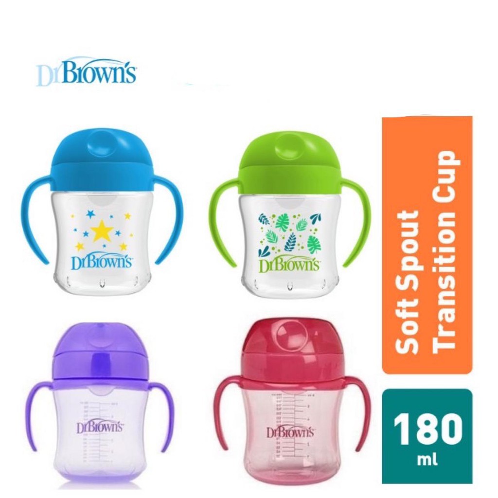 DR BROWNS Dr.Brown’s Soft Spout Transition Cup Sippy Cup 180ml 180 ml (Gelas Minum Anak Bayi)