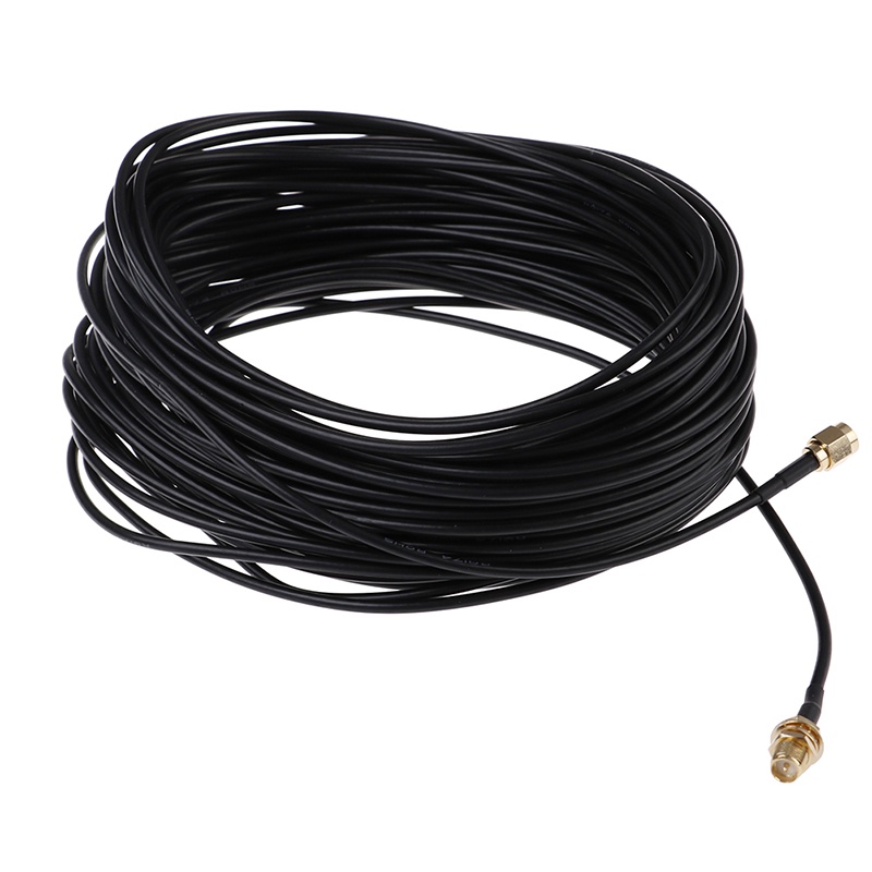 (LUCKID) 1pc Kabel extension Antena router WiFi RG174 RP-SMA male Ke male Panjang 20m