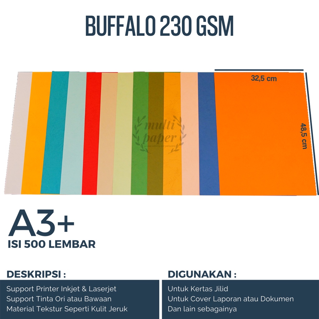 

Kertas Cover A3 Plus Buffalo isi 500 lembar / Kertas Buffalo A3 Plus / Kertas Jilid A3 Plus / Kertas Cover A3 Plus