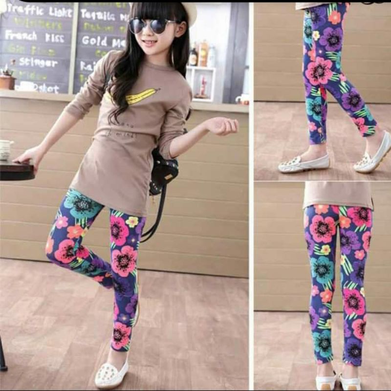 Celana Legging Anak Usia 5-6 Tahun//Bahan Nyaman//Pilih Motif Atau Polos