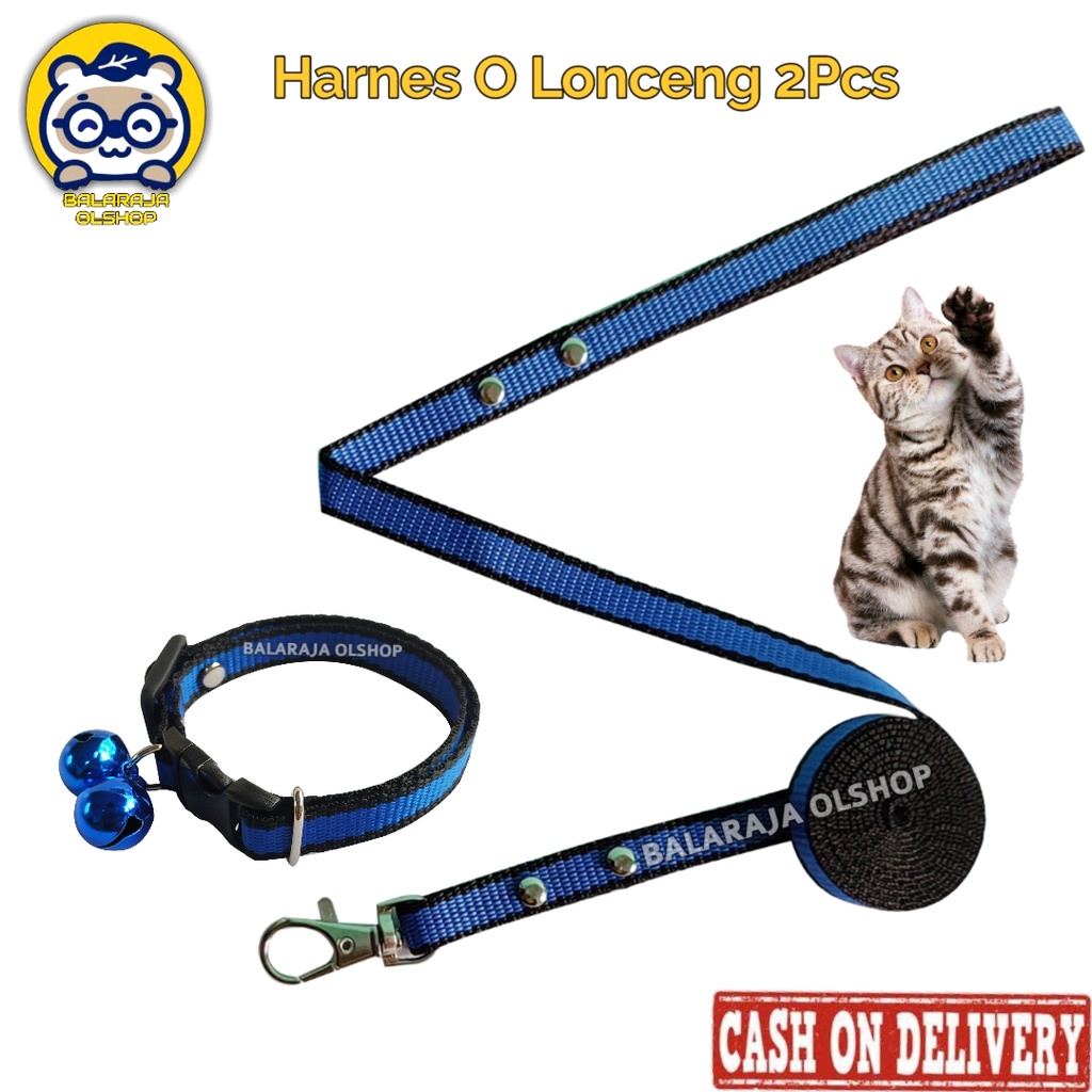 HARNESS O TALI TUNTUN DAN KALUNG KUCING ANJING MUSANG READY SEMUA WARNA | LONCENG 2 BUAH