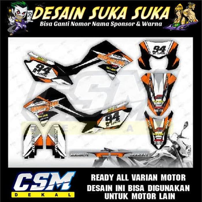 231 DEKAL DECAL MOTOR KLX NEW DTRACKER 2016  STIKER STICKER STRIPING BODY orange