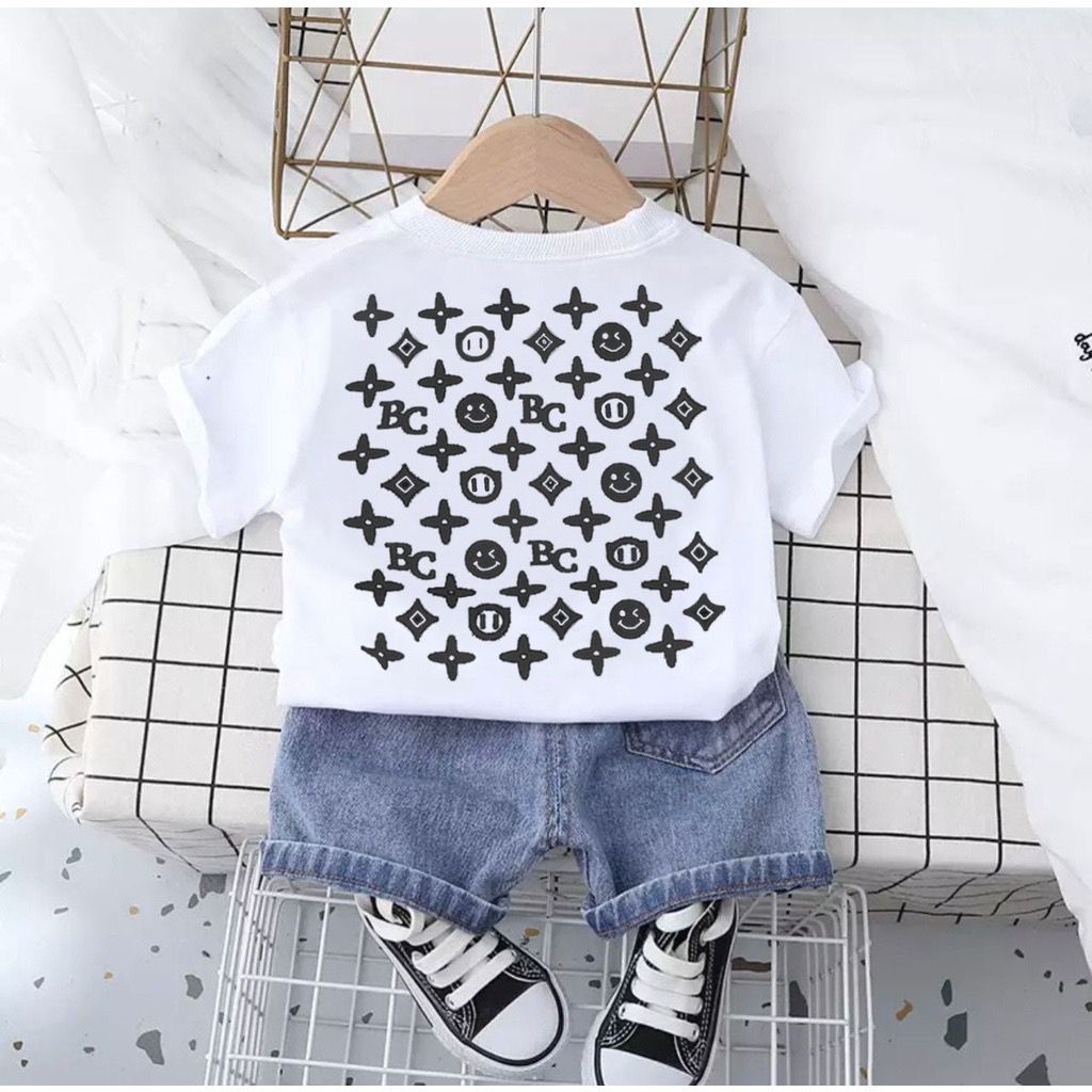 PROMO FASHION BAJU ANAK MOTIF TULISAN BC DENIM / BAJU ANAK LAKILAKIDAN PEREMPUAN USIA 6-10BLN 1-5THN / SETELAN BAJU ANAK TERBARU BERBAHAN KATUN CELANA COMBED BERGAMBAR / BAJU ANAK TRENDY TERPOPULER KEKININAN COCOK UNTUK DIPAKAI SIBUAH HATI