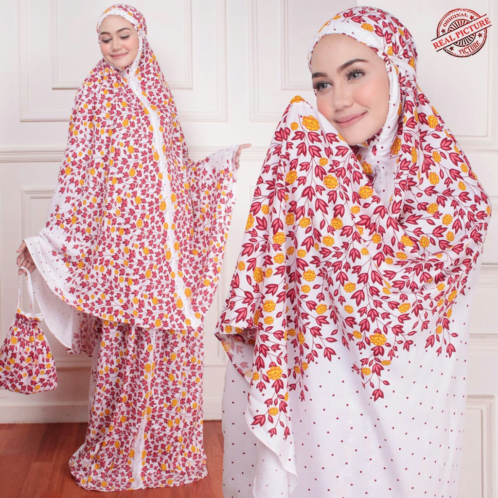 HOPYLOVY - Mukena Cantik Dewasa Jumbo Putih Motif Little Flower