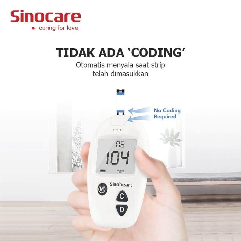 Sinocare Safe Accu Alat Cek Gula Darah | Paket Hemat Alat + Strip50pc + Lancet 50pc