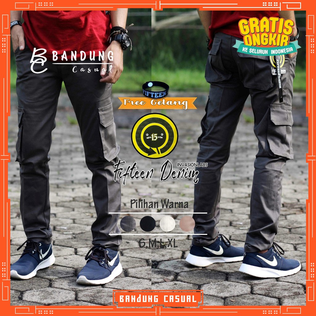 Celana Panjang Cargo Pensil Pria Fifteen Denim