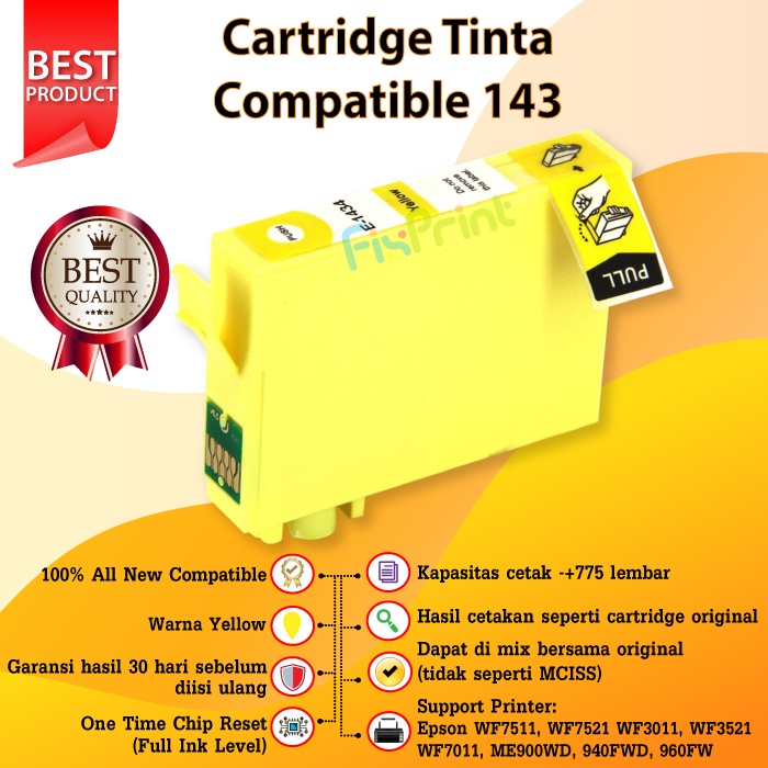 Compatible Cartridge Printer 143 T143 T 143 Black Cyan Magenta Yellow