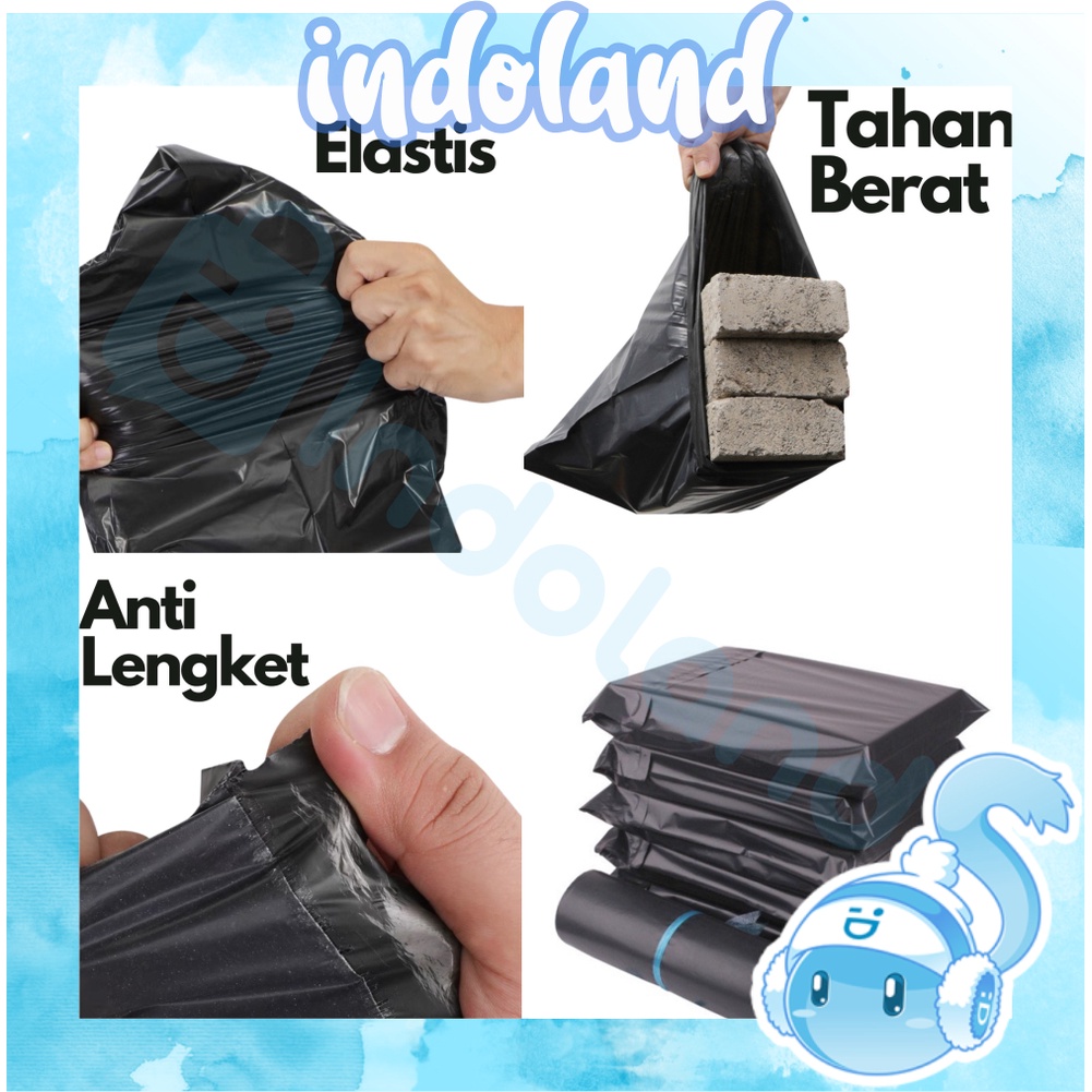 ☀ INDOLAND ☀  Polymailer Kantong Plastik Packing 30x40cm Olshop LDPE 100pcs Lem Perekat Anti Plong Black Glossy R642