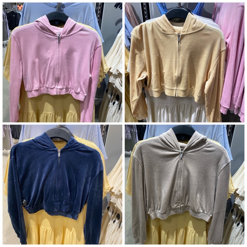 [JASTIP] Hoodie Crop Wanita Velvet H&M BEST SELLER 