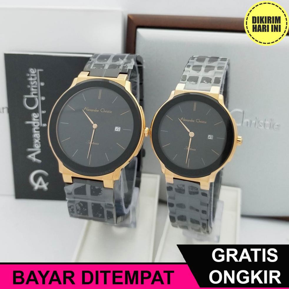 (BAYAR DITEMPAT) OE4156 JAM TANGAN PASANGAN ALEXANDRE CHRISTIE AC 8615 MD LD BLRG BLACK ROSE