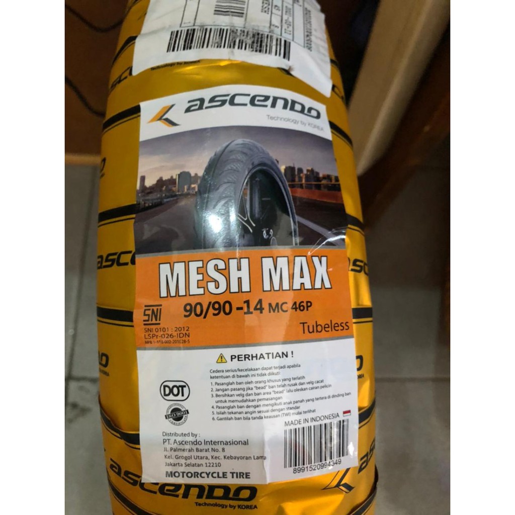 BAN LUAR ASCENDO 90/90-14 TUBELESS MESH MAX TURRIS DYNAMIC