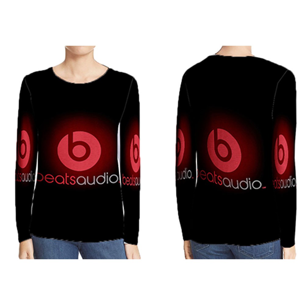 Kaos Tangan Panjang Dr Dre Beats Audio Fullprint T-Shirt Unisex Bahan Polyester Jersey