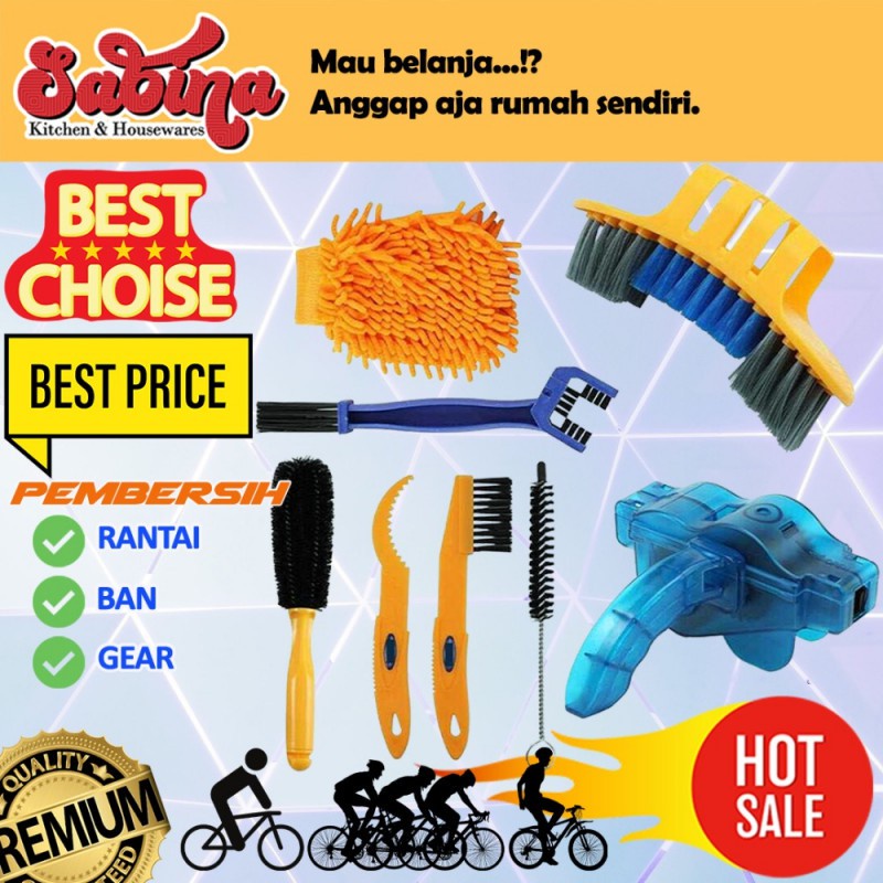 Set 8 Pcs Sikat Peralatan Pembersih Cuci Sepeda Rantai Ban Gear