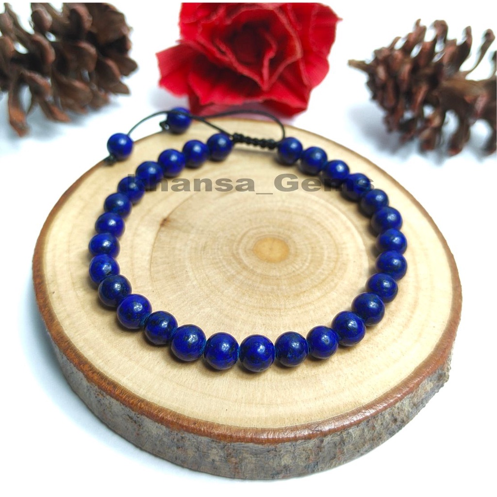 Gelang Tangan Batu Lapis Lazuli Aneka Diameter 6mm 8mm 10mm 12mm