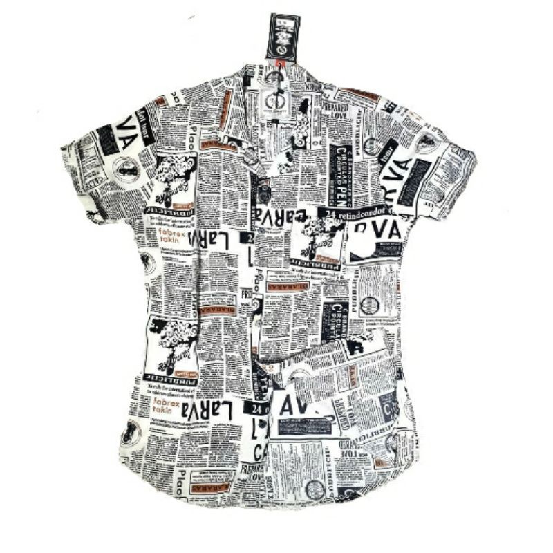 Kemeja Pria Motif Floral Rayon Putih Tr Clothing Koran Premium