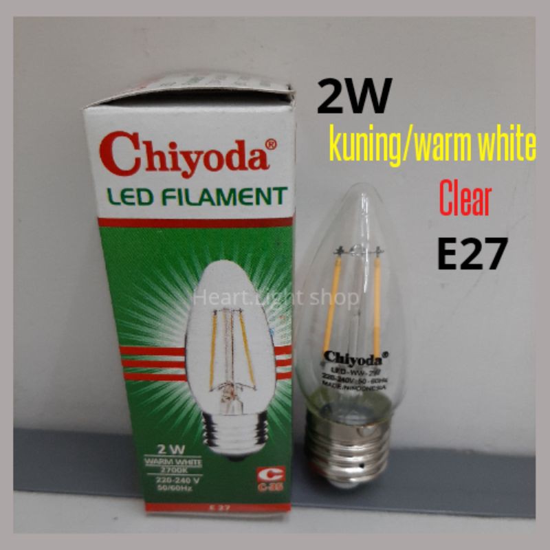 lampu led FILAMENT 2W KUNING WARM WHITE CLEAR E27 lampu lombok led 2W CHIYODA C-35