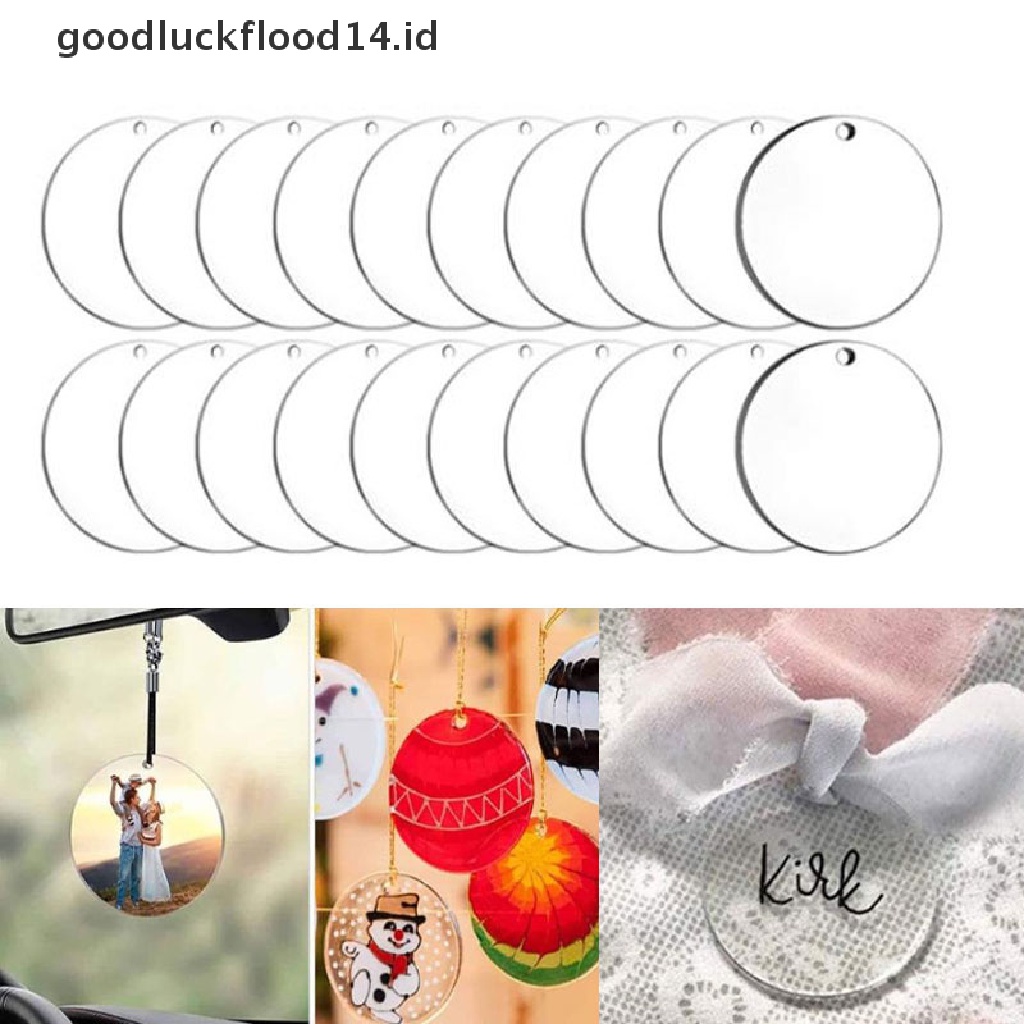 [OOID] 10PCS Acrylic Clear Circle Discs Keychain Blanks Tassels Keyrings DIY Pendants ID