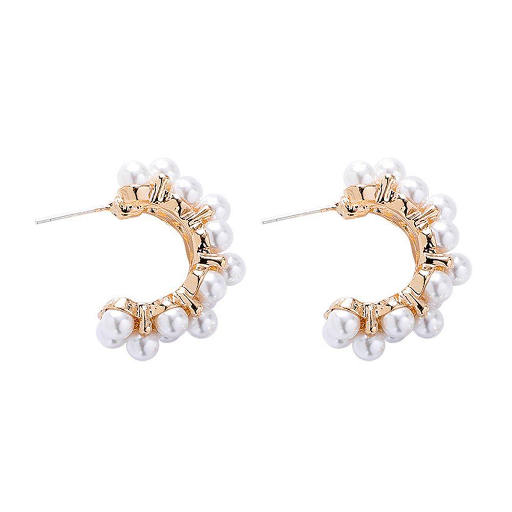 R-flower 1pasang Anting Hoop Lucu Fashion Setengah Lingkaran Geometris Vintage Ear Stud