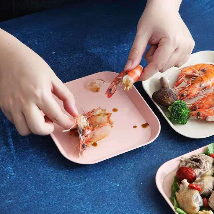 OSM JKT H5233 Piring Jerami Persegi / Piring Saji / Piring Buah / Wadah Buah / Piring Snack / Piring Plastik-7