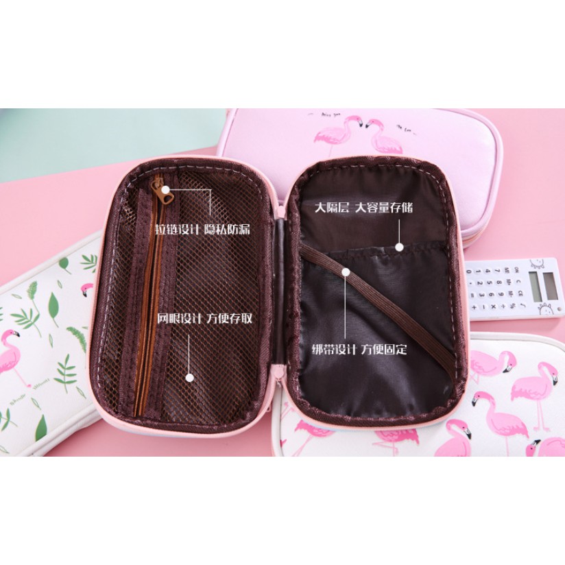 Tempat Pensil Jumbo GEPENG FLAMINGO / Tepak Tempat Alat Tulis Flamingo / Dompet Serbaguna Flamingo