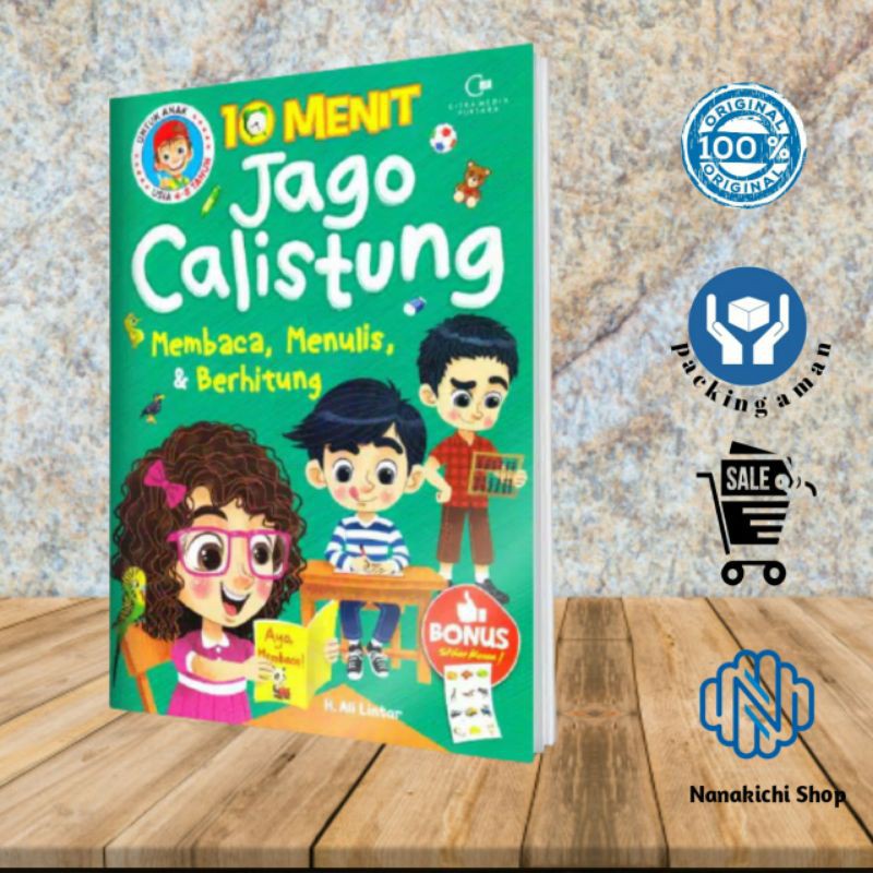 BUKU ANAK PAUD/ TK/ SD 10 MENIT JAGO CALISTUNG ( Membaca, Menulis, & Berhitung ) FREE STIKER