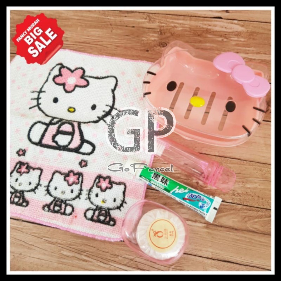 BATH TRAVEL SET HELLOKITTY - KOTAK TEMPAT SABUN HELLO KITTY LENGKAP / HANDY PORTABLE HK SET MANDI - ODOL PASTA GIGI