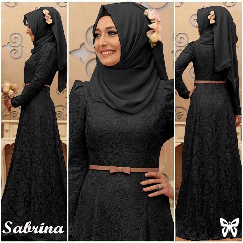 HOPYLOVY Gamis Brukat Terbaru Sabrina Maxi Brukat + GRATIS Belt Pita