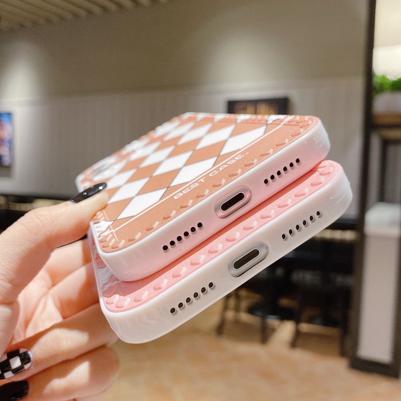 4Colors！Diamond Lattice Soft Case HP VIVO V5S V5 Lite Y19 S1 Pro V9 Y83 Y81 Love Frame Casing iP iPhone 12 13 Pro Max