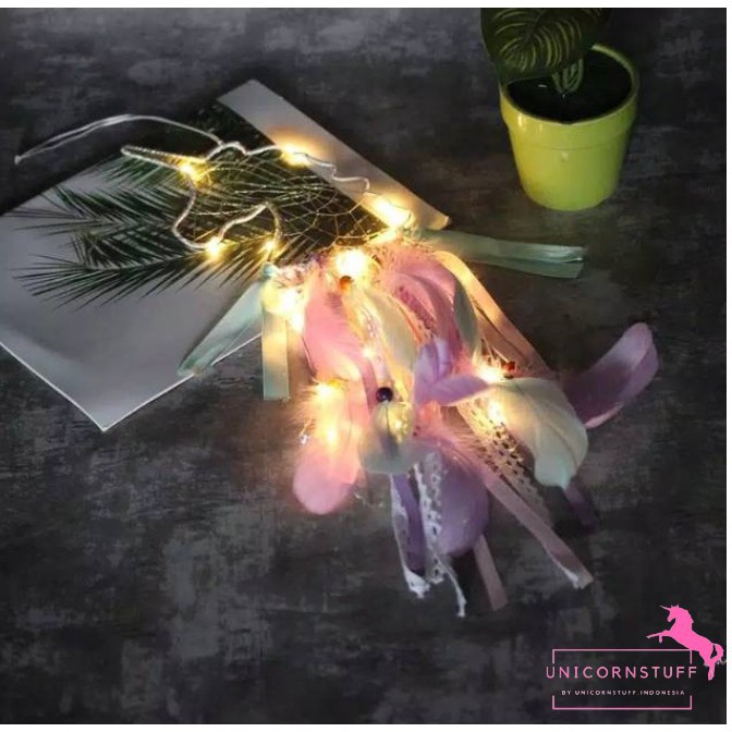 Dengan Remote Listrik Unicorn Dream Catcher Lampu Tidur Anak Gantungan Hiasan Kamar Cewek Kado