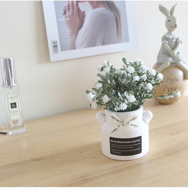 BUNGA PLASTIK TANAMAN ARTIFICIAL FLOWER GYPSOPHILA VAS KERAMIK BUNGA PALSU HIAS-5