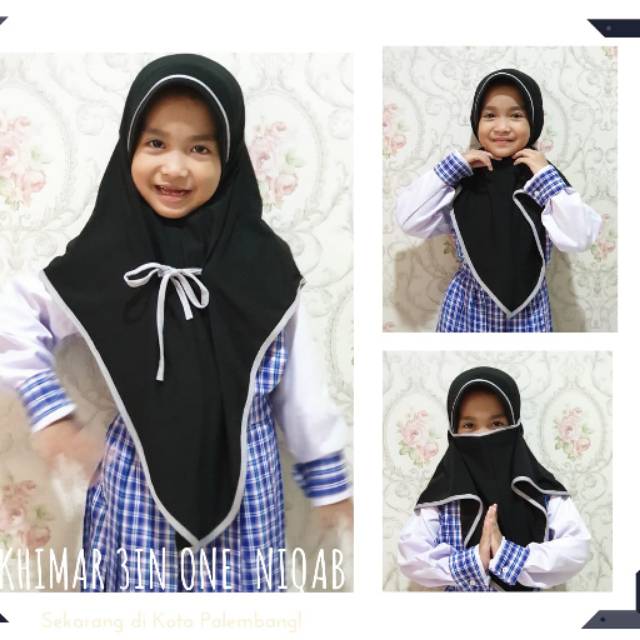 HIJAB 3 IN 1 ANAK NIQAB CADAR / KHIMAR NIQAB FATHIMAH ANAK /KHIMAR CADAR TK SD JERSEY / HIJAB SEKOLA