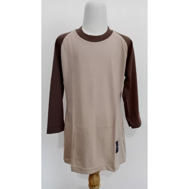 Kaos Reglan Polos Muslimah KREM-COKLAT Panjang Katun Combed