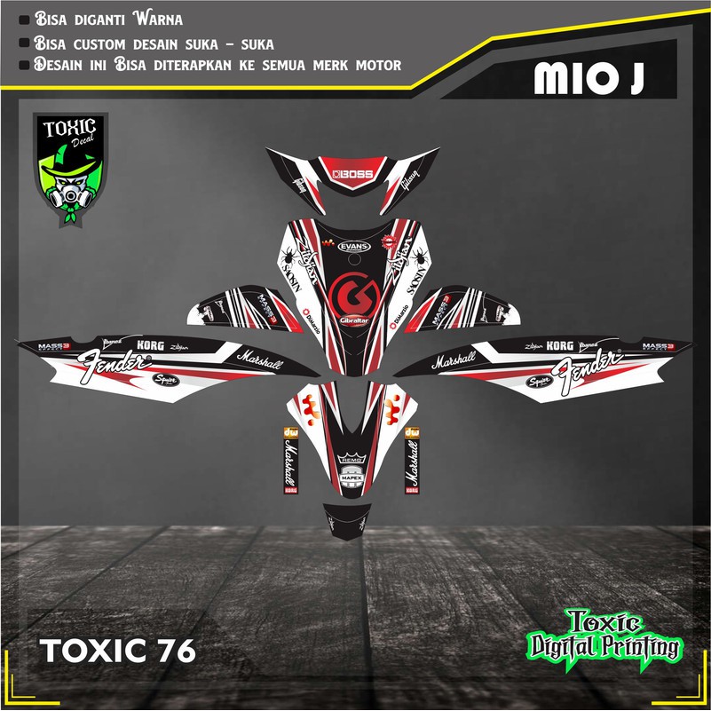 Sticker Decal YAMAHA MIO J   ZILDJAN HITAM PUTIH